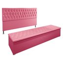 Ver imagem 1 de Kit Cabeceira e Calçadeira Baú King 1,95m Madrid Suede - Pallazio - Rosa