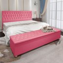 Ver imagem 2 de Kit Cabeceira e Calçadeira Baú King 1,95m Madrid Suede - Pallazio - Rosa
