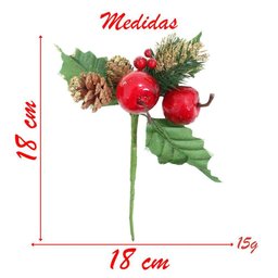 8 Ramos Maçã Decoração de Natal Artificial 18cm - 3