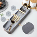 Ver imagem 1 de Organizador Talheres Porta Talheres Bandeja Gaveta Plástico Cinza Cozinha Compacto