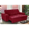 Sofá 3 Lugares New Itália 2,00m Retrátil Reclinável, com 2 Puffs pés Palito, Vermelho - 2
