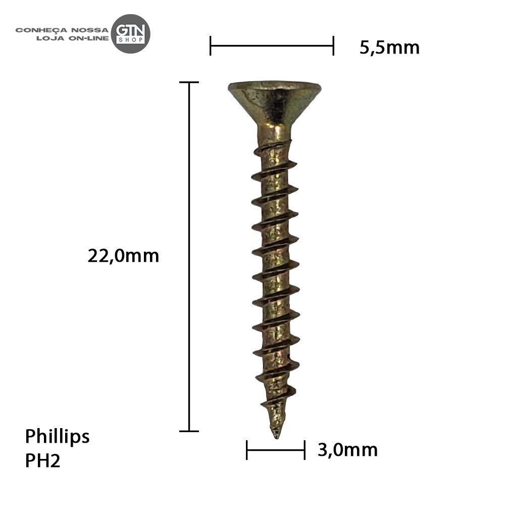 Parafuso Chipboard Phillips Stein 3.0x22 Caixa 1.000 Pçs - 6