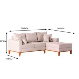Sofá 3 Lugares Beny com Chaise Direito Linho Cru - 4