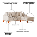 Ver imagem 6 de Sofá 3 Lugares Beny com Chaise Direito Linho Cru