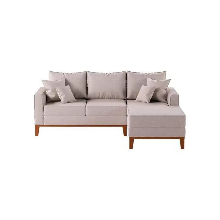 Sofá 3 Lugares Beny com Chaise Direito Linho Cru