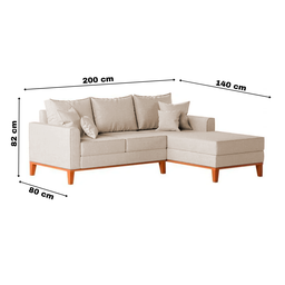 Sofá 3 Lugares Beny com Chaise Direito Linho Cru - 5
