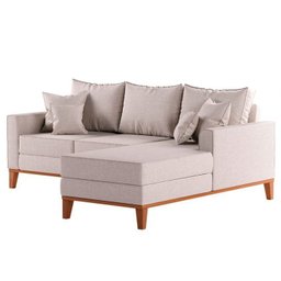 Sofá 3 Lugares Beny com Chaise Direito Linho Cru - 2