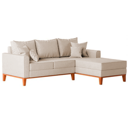 Sofá 3 Lugares Beny com Chaise Direito Linho Cru - 3