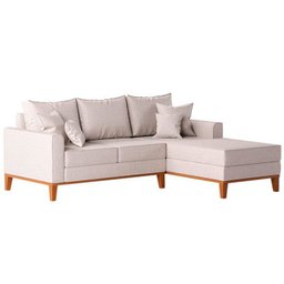 Sofá 3 Lugares Beny com Chaise Direito Linho Cru - 3