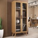 Ver imagem 1 de Armário de Escritório 68cm 2 Portas com Vidro Retrô Urban Multimóveis Mp6039 Madeirado