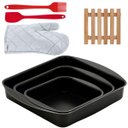 Ver imagem 1 de Jogo de Assadeira Quadrada 03 Peças Antiaderentes + Luva Térmica + Pincel + Espátula + Descanso de P