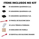 Ver imagem 2 de Jogo de Assadeira Quadrada 03 Peças Antiaderentes + Luva Térmica + Pincel + Espátula + Descanso de P