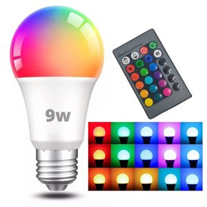 Lampada Led RGB 16 Cores 9w Multicolorida Controle Remoto Luzes Ajustavel E27 Decoraçao Casa Salao Q