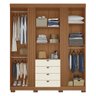 Guarda Roupa Aurora 4.4 Ripado 4 Portas e 4 Gavetas Jatobá/areia com Espelho e Pés - Santos Andir - 3