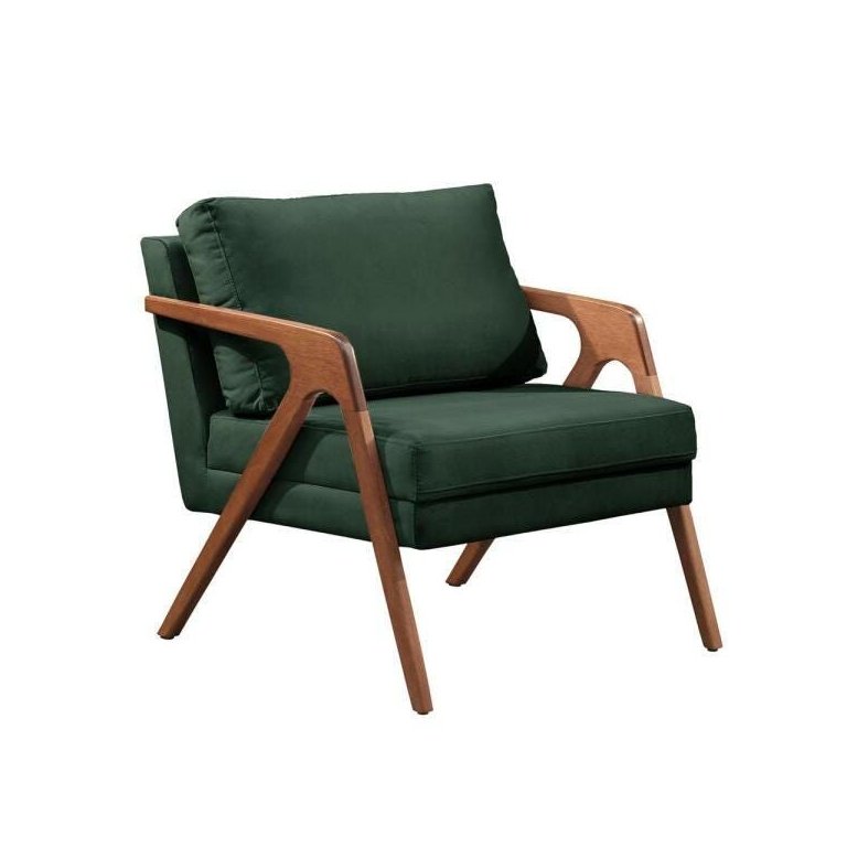 Poltrona Mona Luxo Madeira Maciça Tecido Veludo Verde Poltrona Mona Luxo Madeira Maciça Tecido Veludo Verde
