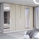 Ver imagem 1 de Guarda-roupa Casal Luxe 2,42 Metros 6 Portas 4 Gavetas com Espelho Branco/creme - Panorama Móveis