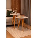 Ver imagem 2 de Kit 2 Mesas Cora de Canto Redondas Pé Palito Mdf Off Mesa Lateral para Sala Quarto Escritório