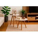 Ver imagem 1 de Kit 2 Mesas Cora de Canto Redondas Pé Palito Mdf Off Mesa Lateral para Sala Quarto Escritório