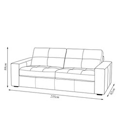 Sofá Decorativo Mendes 3 Lugares Sala de Estar 235cm Pés em Madeira Couro Marrom Chocolate G88 - - 7