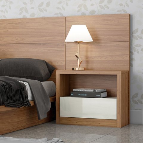 Mesa de Cabeceira 1 Gaveta Tw140 Freijó Off White Dalla Costa