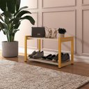 Ver imagem 2 de Sapateira Industrial 2 Lugares Organizada Duarte Móveis - Dourado/off-white