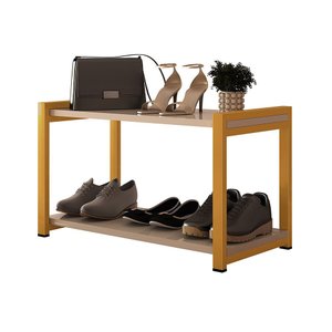 Sapateira Industrial 2 Lugares Organizada Duarte Móveis - Dourado/off-white