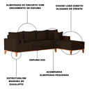 Ver imagem 3 de Sofá 4 Lugares Beny com Chaise Direito Corino Marrom