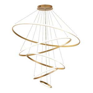 Pendente 5 Anéis Dourado Inverse 100cm Led 132w 4000k Bivolt Cabo de 4 Metros Paris Luz