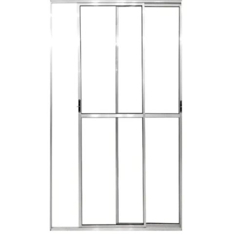 Porta de Aluminio Sacada 2 Folhas Móveis com Trinco Linha Leve:2,10 x 1,50/brilhante