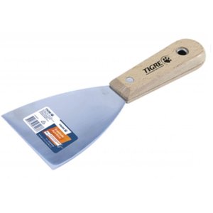 Espátula de Aço Inox com Cabo de Madeira 1.1/2""- 62153006 - PINCÉIS TIGRE Espátula de Aço Inox com 