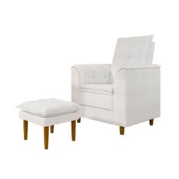 Poltrona Decorativa Amamentação Reforçada e Puff Luly Bouclê:off White - 2