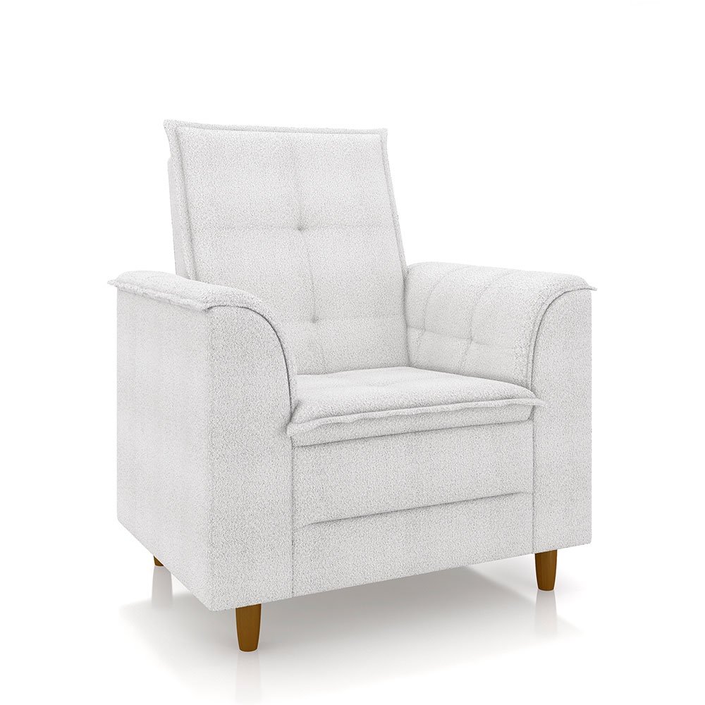 Poltrona Decorativa Amamentação Reforçada e Puff Luly Bouclê:off White - 6
