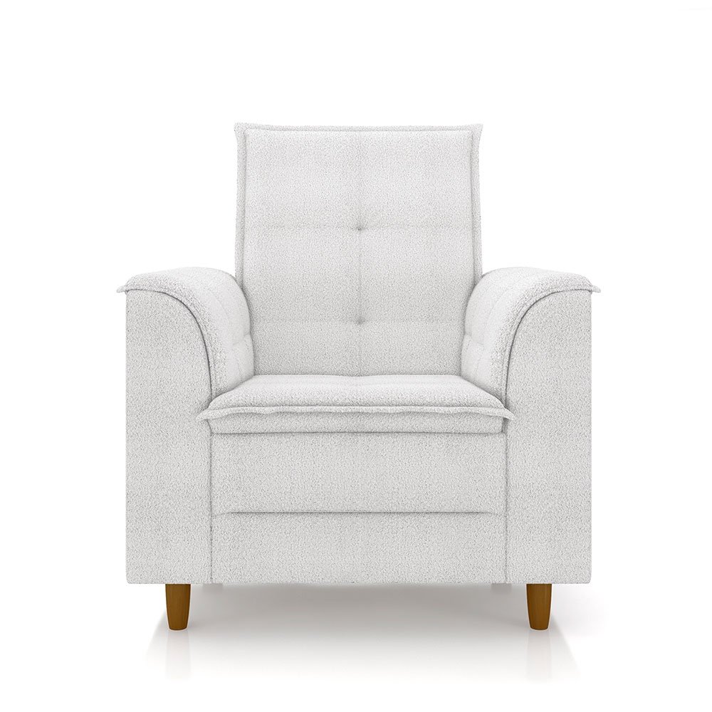 Poltrona Decorativa Amamentação Reforçada e Puff Luly Bouclê:off White - 7