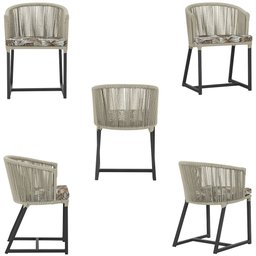4 Cadeiras de Jantar Área Noronha em Alumínio com Pintura Preta Corda Náutica E6 Trama Original - 5