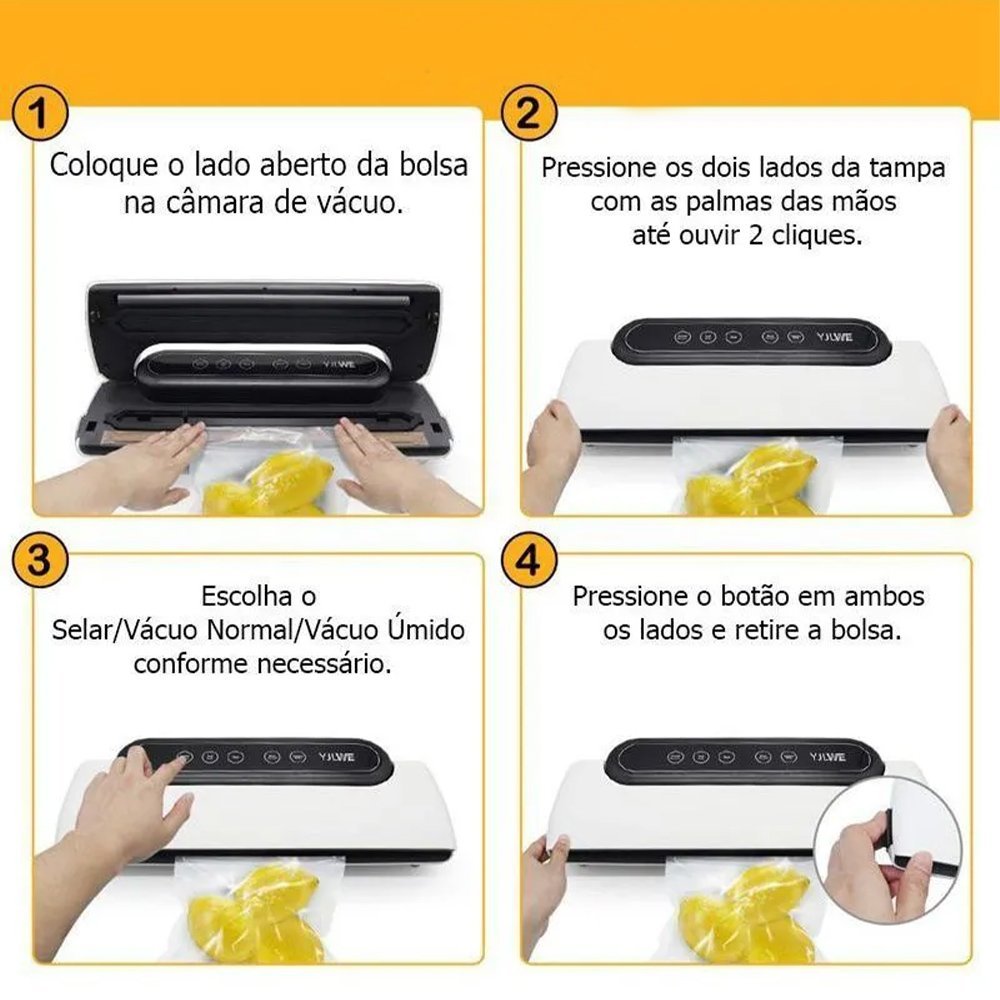 Seladora Eletrica Sela Conserva Alimentos Liquidos Domestica Vacuo Cozinha Bivolt Culinária Comida - 6