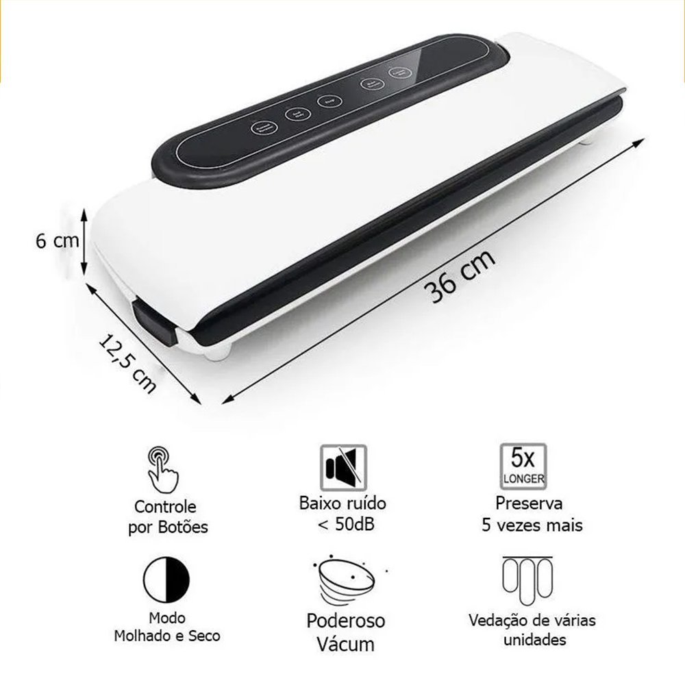 Seladora Eletrica Sela Conserva Alimentos Liquidos Domestica Vacuo Cozinha Bivolt Culinária Comida - 5