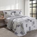 Ver imagem 1 de Colcha Patchwork Casal Dupla Face C/ Porta Travesseiro Lucca 1 Rozac