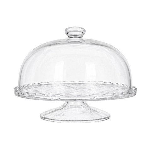 Boleira de Vidro 29cm com Pé e Cupula Centro Mesa Hauskraft