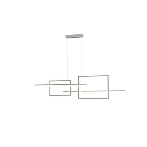 Pendente Moderno Luxo Slim Geométrico Led Integrado Retângulos 1,00m _ Prata
