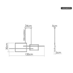 Pendente Moderno Luxo Slim Geométrico Led Integrado Retângulos 1,00m _ Prata - 2