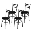 Ver imagem 1 de Jogo 4 Cadeiras para Cozinha Epoxi Craqueada Assento Estofado Preto