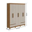 Ver imagem 4 de Guarda-roupa Casal Zeus 6 Portas 4 Gavetas Amêndoa Clean/off White - Móveis Lopas