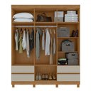 Ver imagem 3 de Guarda-roupa Casal Zeus 6 Portas 4 Gavetas Amêndoa Clean/off White - Móveis Lopas