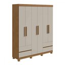 Ver imagem 2 de Guarda-roupa Casal Zeus 6 Portas 4 Gavetas Amêndoa Clean/off White - Móveis Lopas