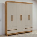 Ver imagem 1 de Guarda-roupa Casal Zeus 6 Portas 4 Gavetas Amêndoa Clean/off White - Móveis Lopas