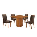 Ver imagem 1 de Mesa de Jantar Eloise 90cm Tampo MDF Canto Copo Laminado com 4 Cadeiras Lira