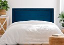 Ver imagem 1 de Cabeceira Casal Reta Luxo 140x60 Suede Azul - Tachas Fumê