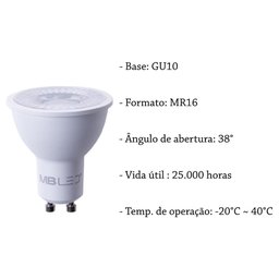 Kit 9 Lampada Led 6000K Dicroica Mr16 Gu10 6W Lup08 - 3