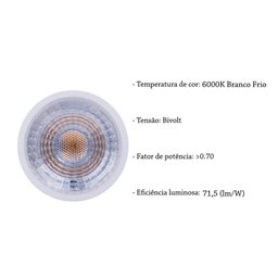 Kit 9 Lampada Led 6000K Dicroica Mr16 Gu10 6W Lup08 - 4