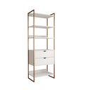 Ver imagem 2 de Closet Solteiro Estilo Industrial Loft 1 Módulo com Gaveta Branco Base Cobre
